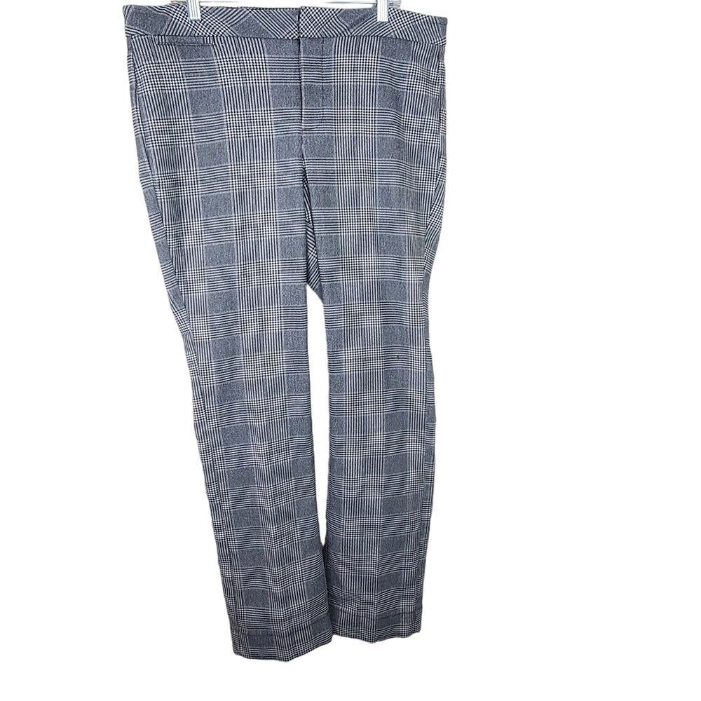 NYDJ High Waisted Straight Leg Glen Plaid Houndstooth Trouser Pants - Picture 1 of 8